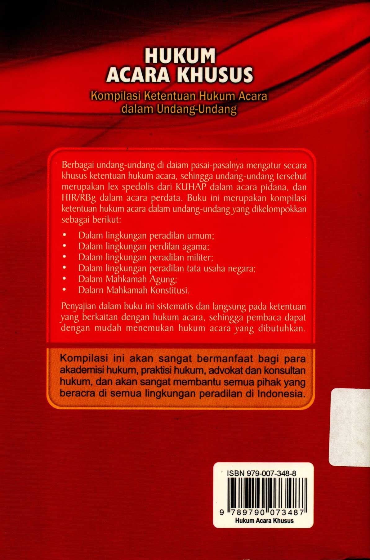 Hukum Acara Khusus kompilasi ketentuan Hukum Acara dalam Undang-Undang