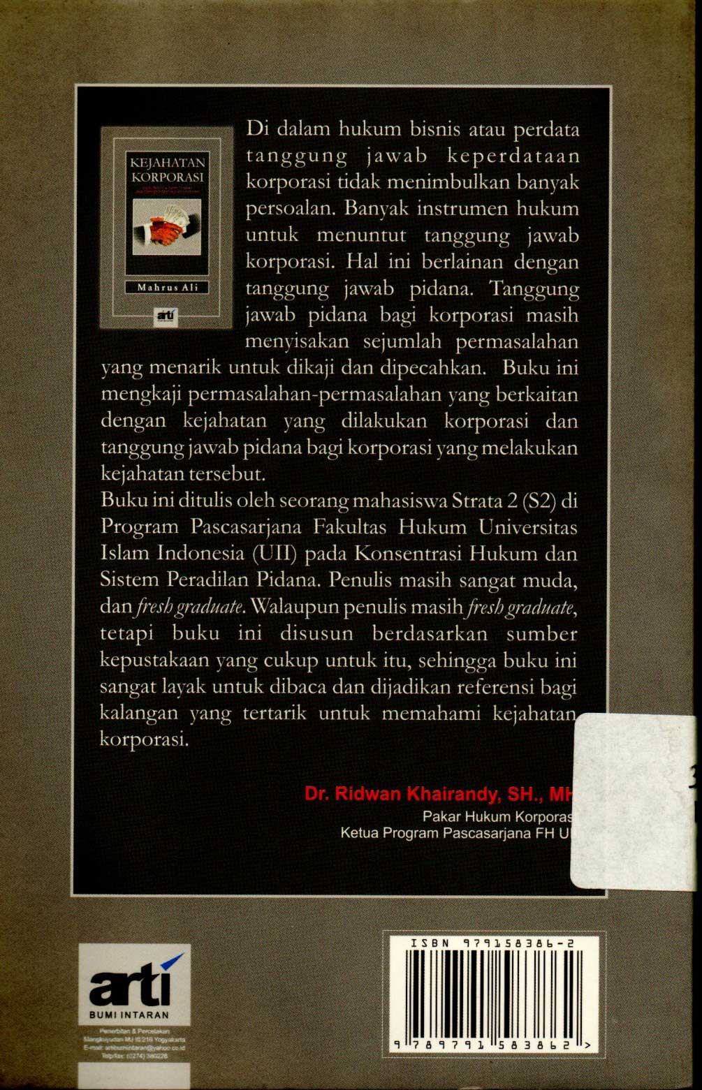 Kejahatan korporasi kajian relevansi sanksi tindakan bagi penanggulangan Kejahatan Korporasi