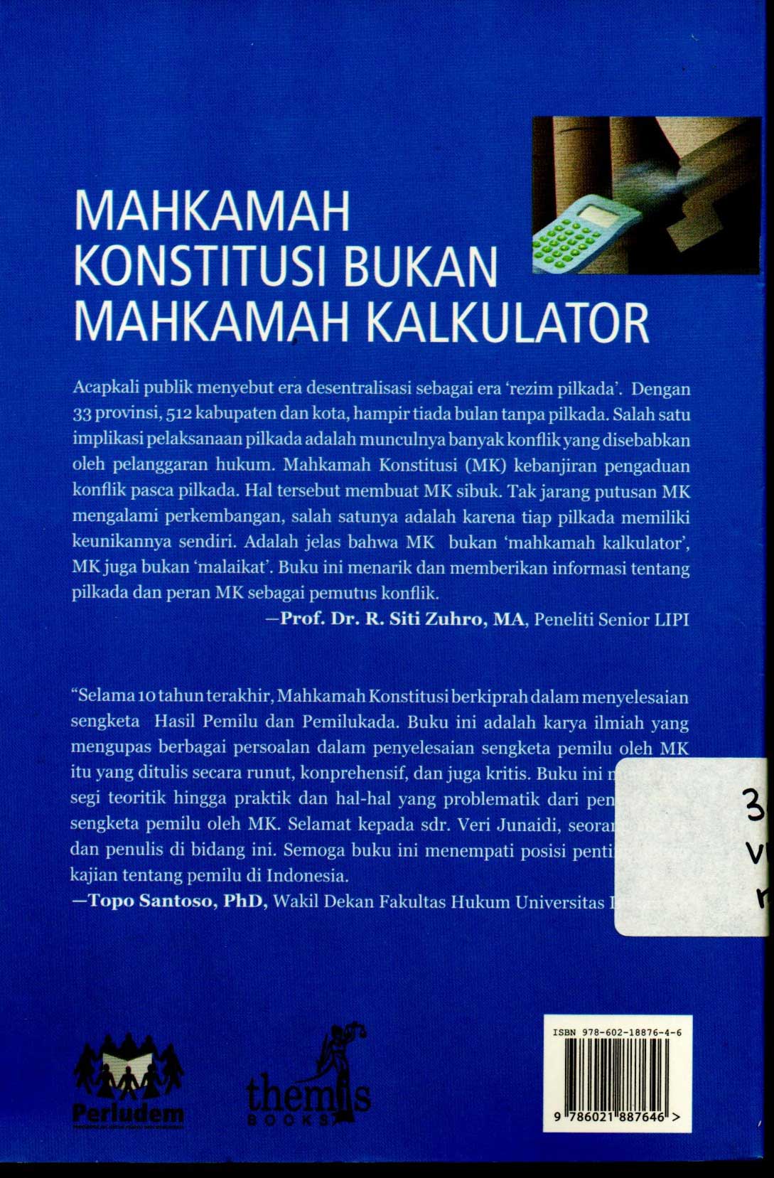 Mahkamah Konstitusi Bukan Mahkamah Kalkulator