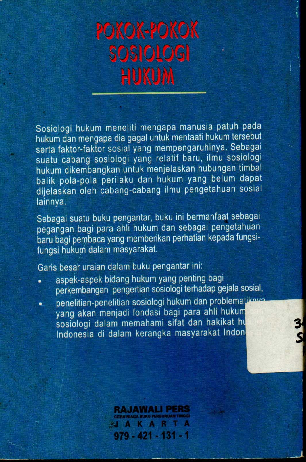 Pokok-pokok Sosiologi Hukum