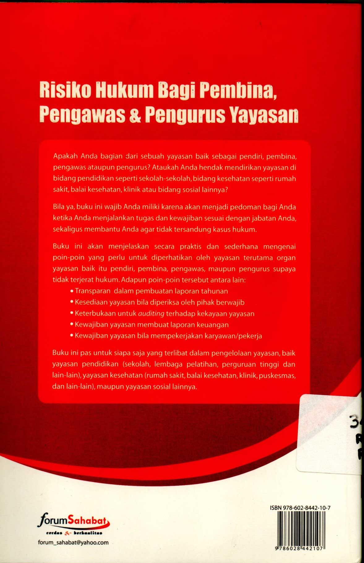 Risiko Hukum Bagi Pembina, Pengawas & Pengurus Yayasan