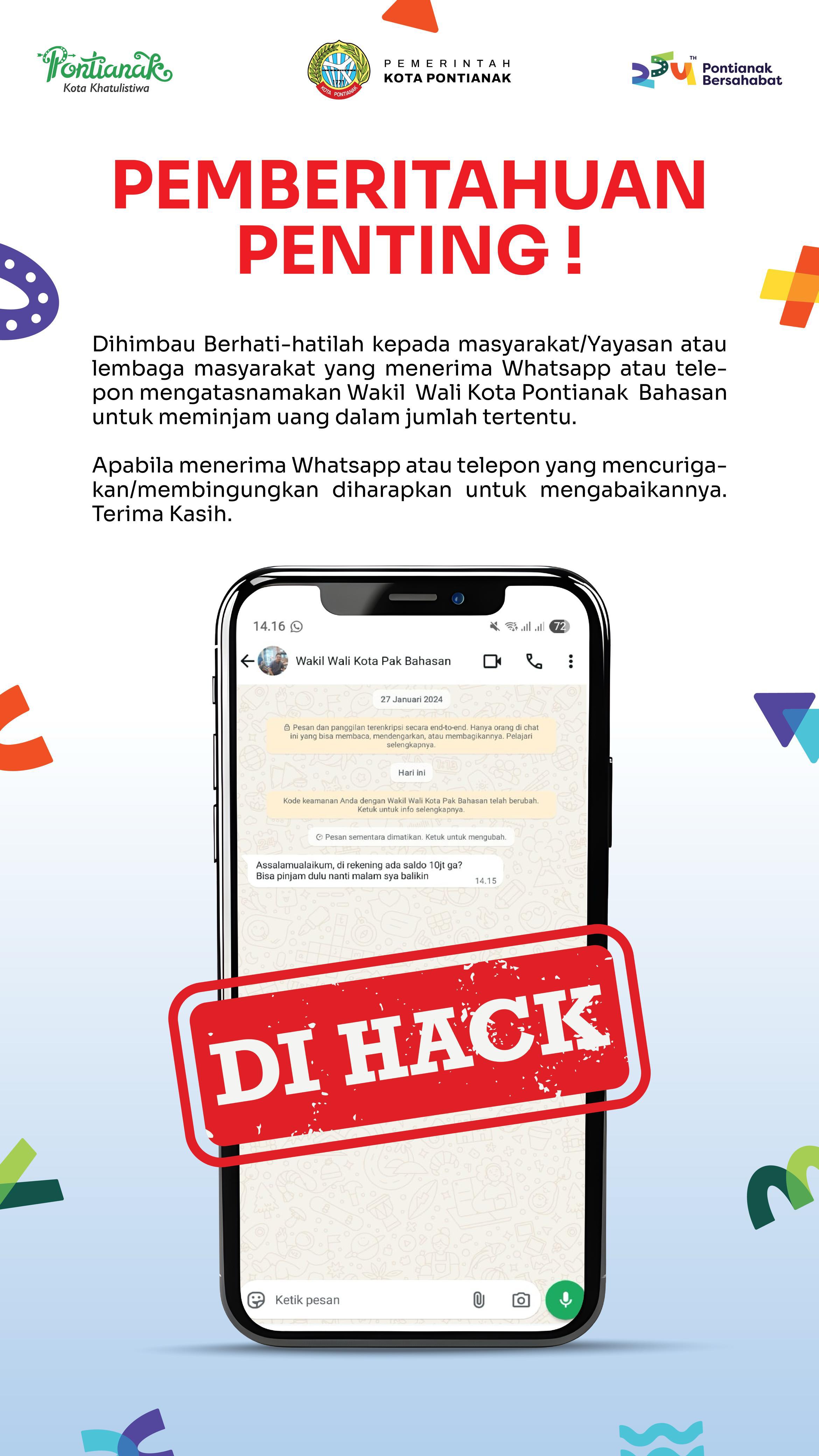 Nomor Wa Wakil Wali Kota Dihack