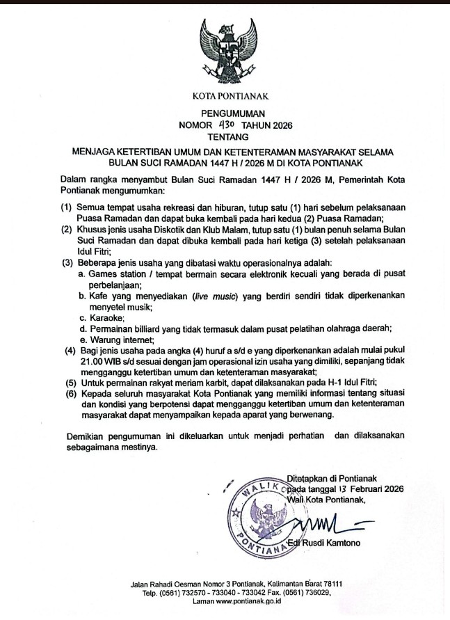 Pengumuman Nomor 430 Tahun 2026